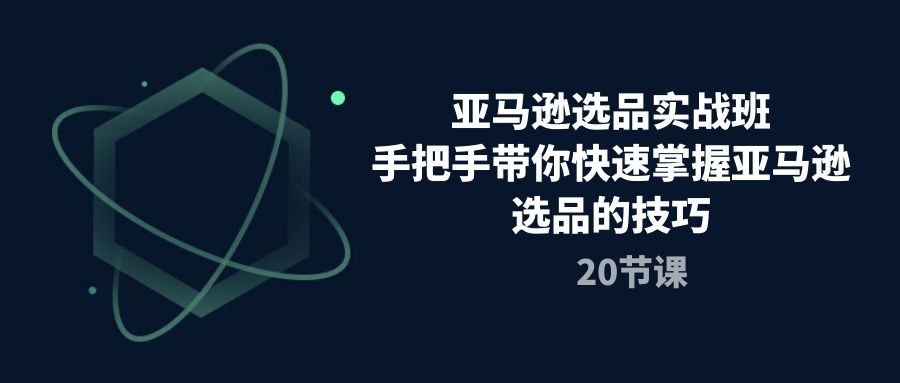 亚马逊选品实战班，手把手带你快速掌握亚马逊选品的技巧（20节课）跨境课程-外贸教程-精品网课-电商运营课库课堂