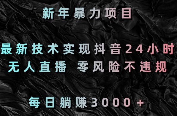 新年暴力项目，最新技术实现抖音24小时无人直播，零风险不违规，每日躺赚3000＋跨境课程-外贸教程-精品网课-电商运营课库课堂