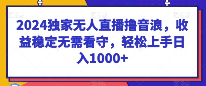 2024独家无人直播撸音浪,收益稳定无需看守,轻松上手日入1000+跨境课程-外贸教程-精品网课-电商运营课库课堂