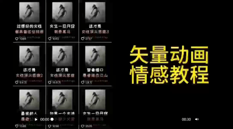 矢量动画情感教程：高点赞涨粉，适合情感、思维、创业教育等赛道跨境课程-外贸教程-精品网课-电商运营课库课堂