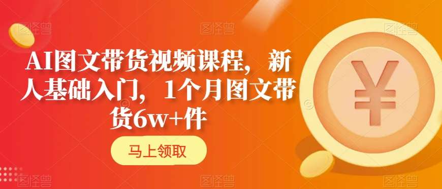 AI图文带货视频课程，新人基础入门，1个月图文带货6w+件跨境课程-外贸教程-精品网课-电商运营课库课堂