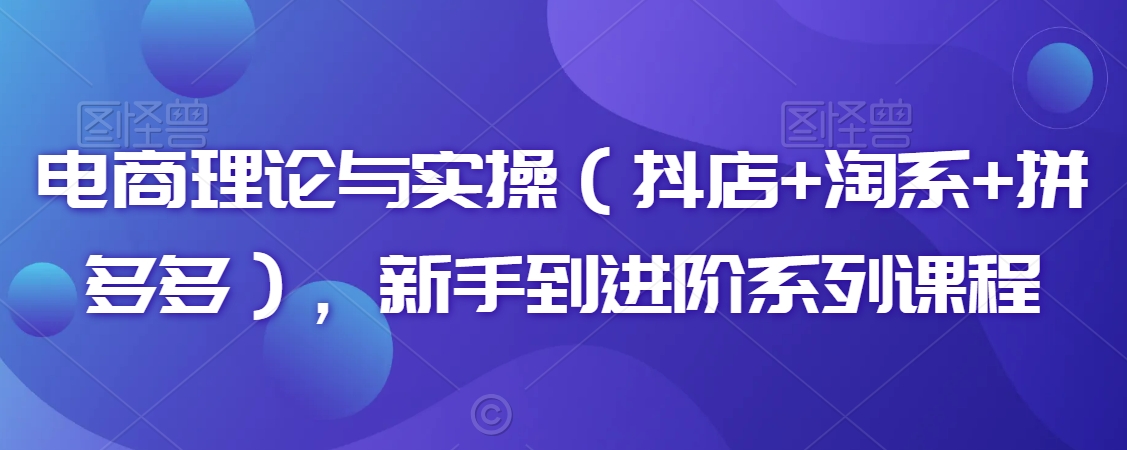 电商理论与实操（抖店+淘系+拼多多），新手到进阶系列课程跨境课程-外贸教程-精品网课-电商运营课库课堂
