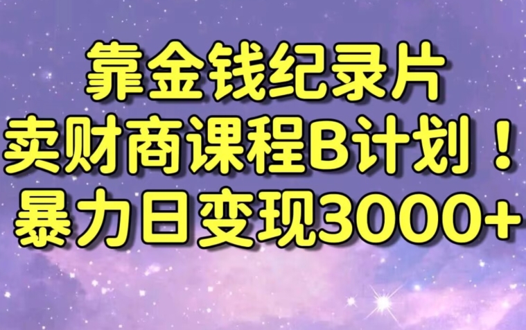 财经纪录片联合财商课程的变现策略，暴力日变现3000+，喂饭级别教学跨境课程-外贸教程-精品网课-电商运营课库课堂