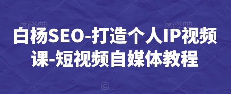 白杨SEO-打造个人IP视频课-短视频自媒体教程跨境课程-外贸教程-精品网课-电商运营课库课堂