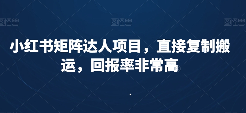 小红书矩阵达人项目，直接复制搬运，回报率非常高跨境课程-外贸教程-精品网课-电商运营课库课堂