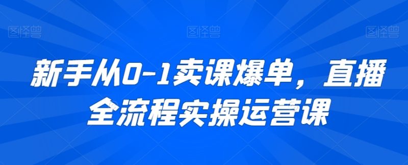 新手从0-1卖课爆单，直播全流程实操运营课跨境课程-外贸教程-精品网课-电商运营课库课堂
