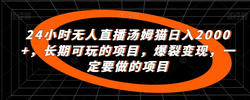 24小时无人直播汤姆猫日入2000+，长期可玩的项目，爆裂变现，一定要做的项目跨境课程-外贸教程-精品网课-电商运营课库课堂