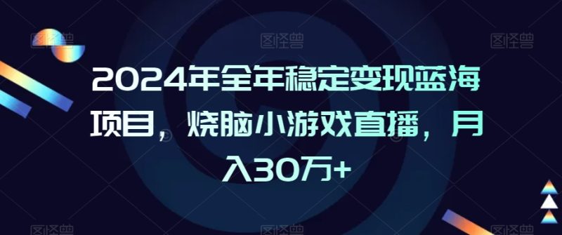 2024年全年稳定变现蓝海项目，烧脑小游戏直播，月入30万+跨境课程-外贸教程-精品网课-电商运营课库课堂