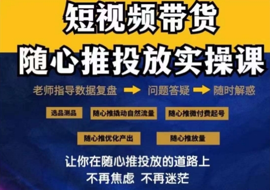2024好物分享随心推投放实操课，随心推撬动自然流量/微付费起号/优化产出跨境课程-外贸教程-精品网课-电商运营课库课堂