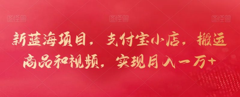 新蓝海项目，支付宝小店，搬运商品和视频，实现月入一万+跨境课程-外贸教程-精品网课-电商运营课库课堂