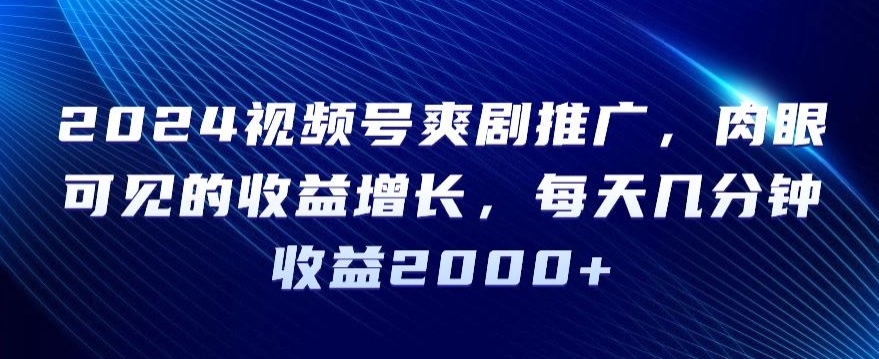 2024视频号爽剧推广，肉眼可见的收益增长，每天几分钟收益2000+跨境课程-外贸教程-精品网课-电商运营课库课堂