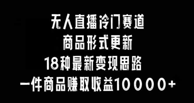 无人直播冷门赛道，商品形式更新，18种变现思路，一件商品赚取收益10000+跨境课程-外贸教程-精品网课-电商运营课库课堂