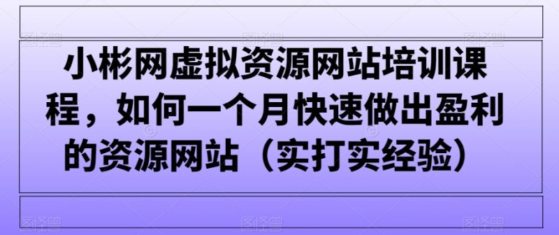 小彬网虚拟资源网站培训课程，如何一个月快速做出盈利的资源网站（实打实经验）跨境课程-外贸教程-精品网课-电商运营课库课堂
