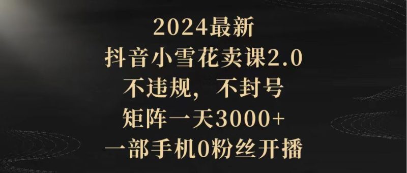 2024最新抖音小雪花卖课2.0 不违规 不封号 矩阵一天3000+一部手机0粉丝开播跨境课程-外贸教程-精品网课-电商运营课库课堂