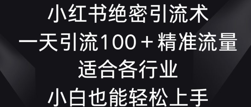 小红书绝密引流术，一天引流100+精准流量，适合各个行业，小白也能轻松上手跨境课程-外贸教程-精品网课-电商运营课库课堂
