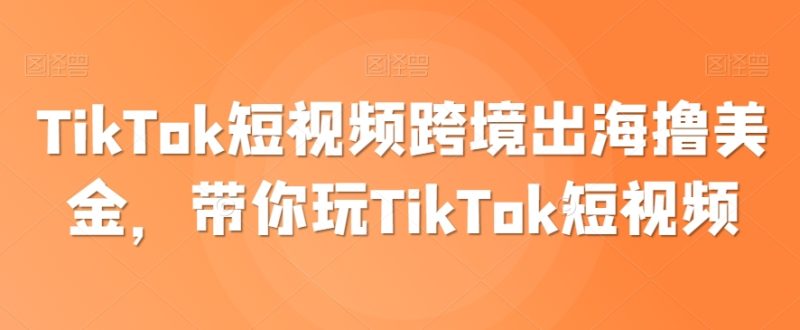 TikTok短视频跨境出海撸美金，带你玩TikTok短视频跨境课程-外贸教程-精品网课-电商运营课库课堂