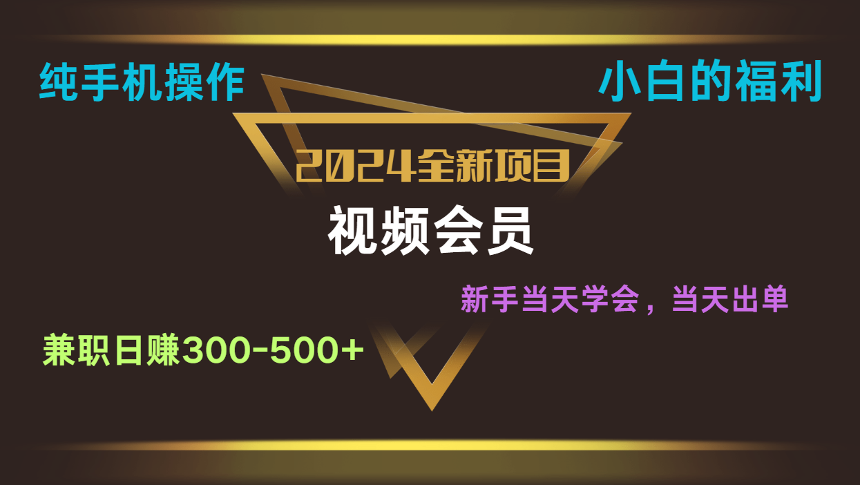 影视会员兼职日入500-800，纯手机操作当天上手当天出单 小白福利跨境课程-外贸教程-精品网课-电商运营课库课堂