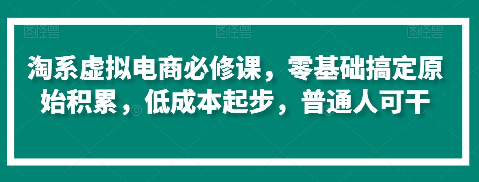 淘系虚拟电商必修课，零基础搞定原始积累，低成本起步，普通人可干跨境课程-外贸教程-精品网课-电商运营课库课堂