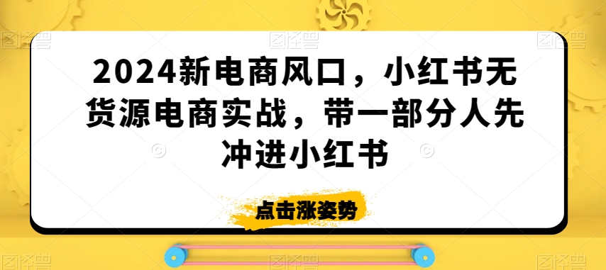2024新电商风口，小红书无货源电商实战，带一部分人先冲进小红书跨境课程-外贸教程-精品网课-电商运营课库课堂