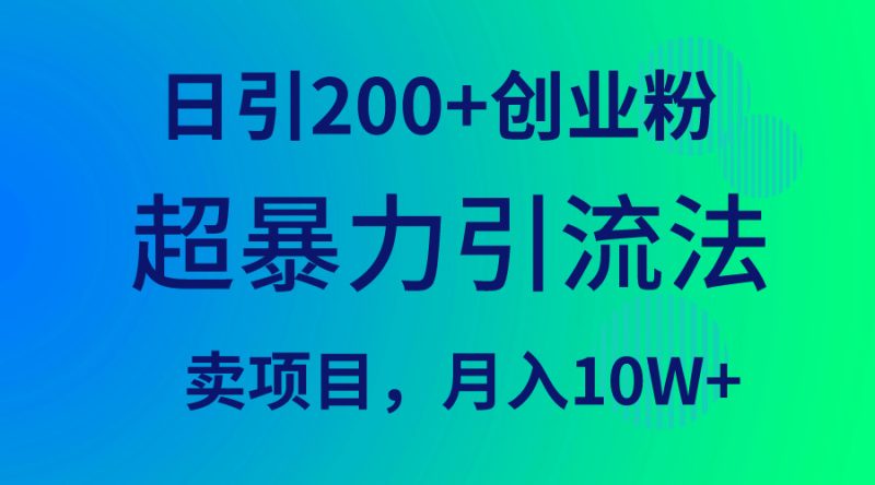超暴力引流法，日引200+创业粉，卖项目月入10W+跨境课程-外贸教程-精品网课-电商运营课库课堂