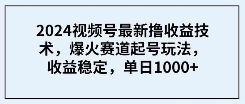 2024视频号最新撸收益技术，爆火赛道起号玩法，收益稳定，单日1000+跨境课程-外贸教程-精品网课-电商运营课库课堂