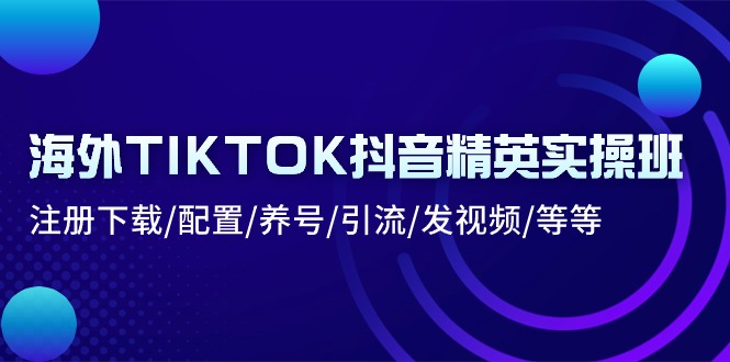 海外TIKTOK抖音精英实操班：注册下载/配置/养号/引流/发视频/等等跨境课程-外贸教程-精品网课-电商运营课库课堂