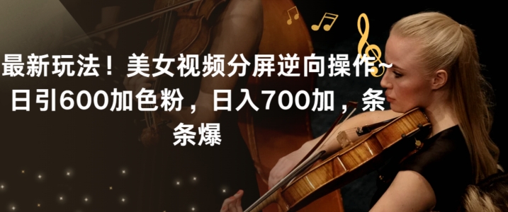 最新玩法！美女视频分屏逆向操作~日引600加色粉，日入700加，条条爆跨境课程-外贸教程-精品网课-电商运营课库课堂