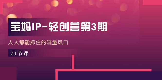 宝妈IP轻创营第3期，人人都能抓住的流量风口（21节课）跨境课程-外贸教程-精品网课-电商运营课库课堂