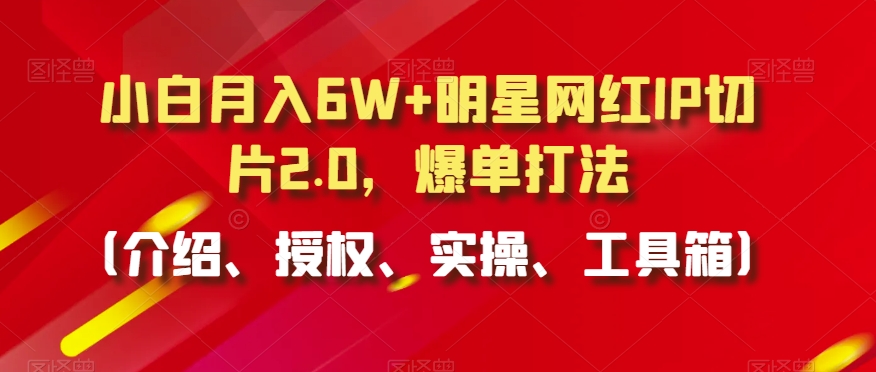 小白月入6W+明星网红IP切片2.0，爆单打法（介绍、授权、实操、工具箱）跨境课程-外贸教程-精品网课-电商运营课库课堂