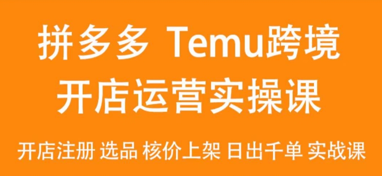 2024Temu最新玩法，Temu跨境开店运营实操课，开店注册/选品/核价上架/日出千单实战课跨境课程-外贸教程-精品网课-电商运营课库课堂
