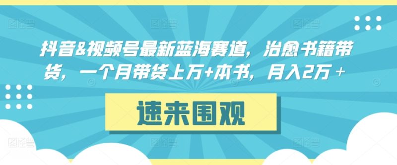 抖音&视频号最新蓝海赛道,治愈书籍带货,一个月带货上万+本书,月入2万+跨境课程-外贸教程-精品网课-电商运营课库课堂