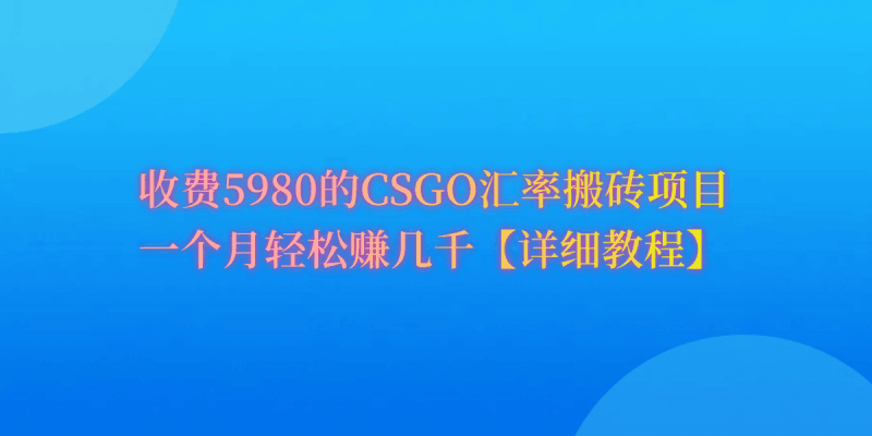 CSGO装备搬砖，月综合收益率高达60%，你也可以！跨境课程-外贸教程-精品网课-电商运营课库课堂