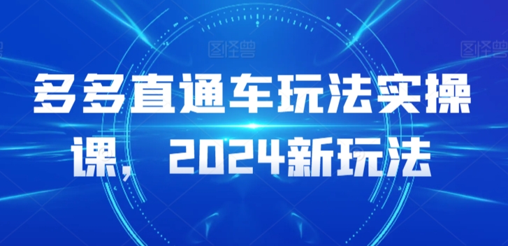 多多直通车玩法实操课，2024新玩法跨境课程-外贸教程-精品网课-电商运营课库课堂