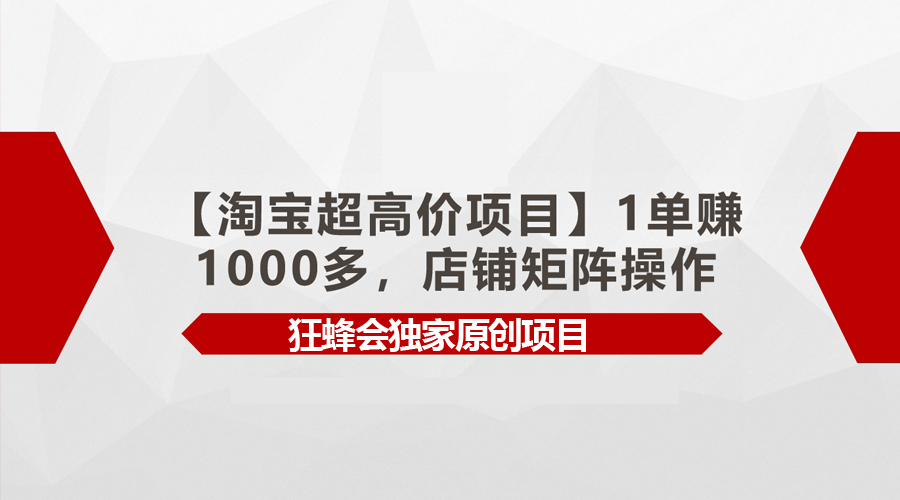 【淘宝超高价项目】1单赚1000多，店铺矩阵操作跨境课程-外贸教程-精品网课-电商运营课库课堂