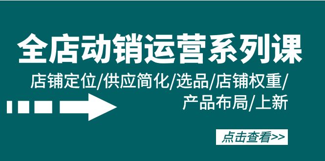 全店·动销运营系列课：店铺定位/供应简化/选品/店铺权重/产品布局/上新跨境课程-外贸教程-精品网课-电商运营课库课堂