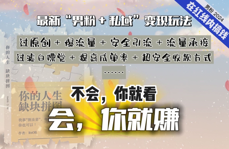 2024，“男粉+私域”还是最耐造、最赚、最轻松、最愉快的变现方式跨境课程-外贸教程-精品网课-电商运营课库课堂