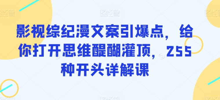 影视综纪漫文案引爆点，给你打开思维醍醐灌顶，255种开头详解课跨境课程-外贸教程-精品网课-电商运营课库课堂