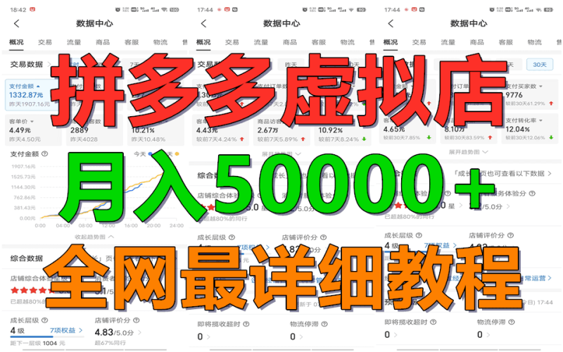 拼多多虚拟电商训练营月入50000+你也行，暴利稳定长久，副业首选跨境课程-外贸教程-精品网课-电商运营课库课堂