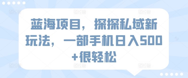蓝海项目，探探私域新玩法，一部手机日入500+很轻松跨境课程-外贸教程-精品网课-电商运营课库课堂