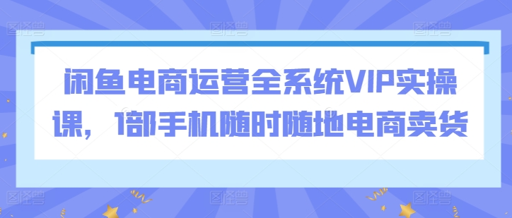 闲鱼电商运营全系统VIP实操课，1部手机随时随地电商卖货跨境课程-外贸教程-精品网课-电商运营课库课堂