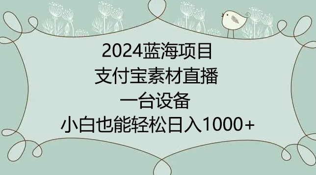 2024年蓝海项目，支付宝素材直播，无需出境，小白也能日入1000+ ，实操教程跨境课程-外贸教程-精品网课-电商运营课库课堂