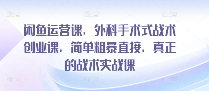 闲鱼运营课，外科手术式战术创业课，简单粗暴直接，真正的战术实战课跨境课程-外贸教程-精品网课-电商运营课库课堂