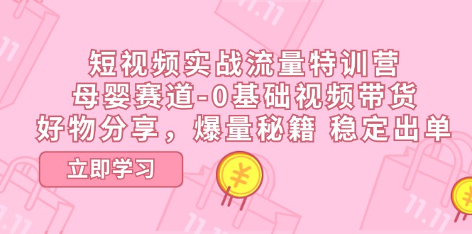 短视频实战流量特训营，母婴赛道-0基础带货，好物分享，爆量秘籍 稳定出单跨境课程-外贸教程-精品网课-电商运营课库课堂