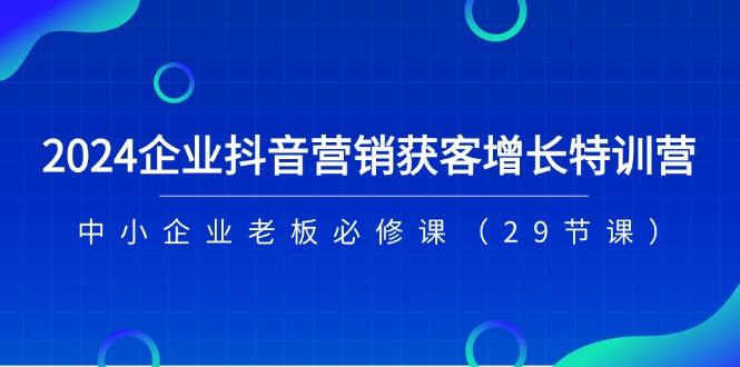 2024企业抖音营销获客增长特训营，中小企业老板必修课（29节课）跨境课程-外贸教程-精品网课-电商运营课库课堂