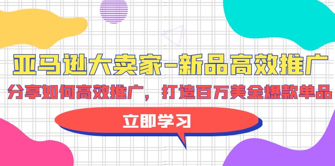 亚马逊 大卖家-新品高效推广，分享如何高效推广，打造百万美金爆款单品跨境课程-外贸教程-精品网课-电商运营课库课堂