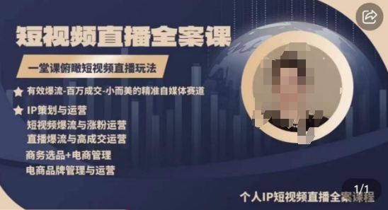 高品质IP短视频直播全案课程，一堂课俯瞰短视频直播玩法跨境课程-外贸教程-精品网课-电商运营课库课堂