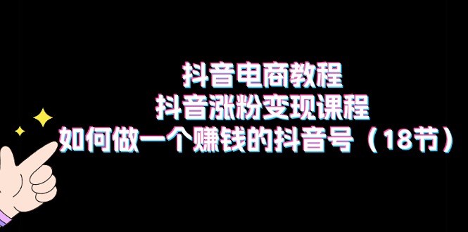 抖音电商教程：抖音涨粉变现课程：如何做一个赚钱的抖音号（18节）跨境课程-外贸教程-精品网课-电商运营课库课堂