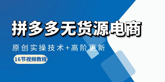 拼多多无货源电商，原创实操技术+高阶更新（16节视频教程）跨境课程-外贸教程-精品网课-电商运营课库课堂