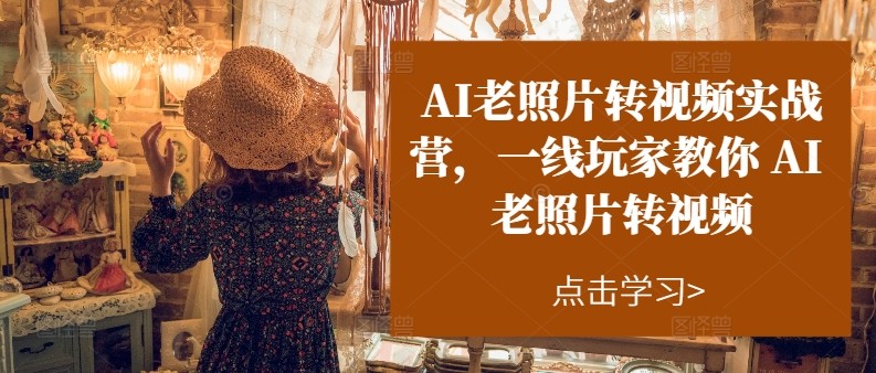 AI老照片转视频实操训练营，一线玩家教你AI老照片转视频跨境课程-外贸教程-精品网课-电商运营课库课堂