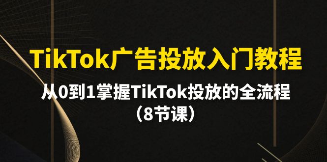 TikTok广告投放入门教程，从0到1掌握TikTok投放的全流程（8节课）跨境课程-外贸教程-精品网课-电商运营课库课堂
